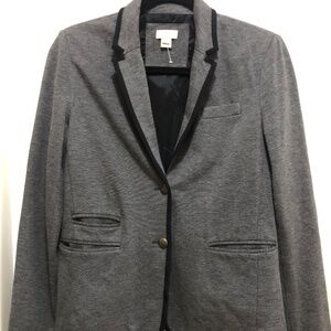 J Crew womens grey career jacket black trim size 6 EUC